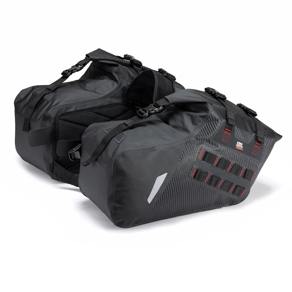 KEMITOUR 30L Waterproof Motorcycle Saddlebags PVC Soft Panniers Motorcycle Saddlebags Nixie Black