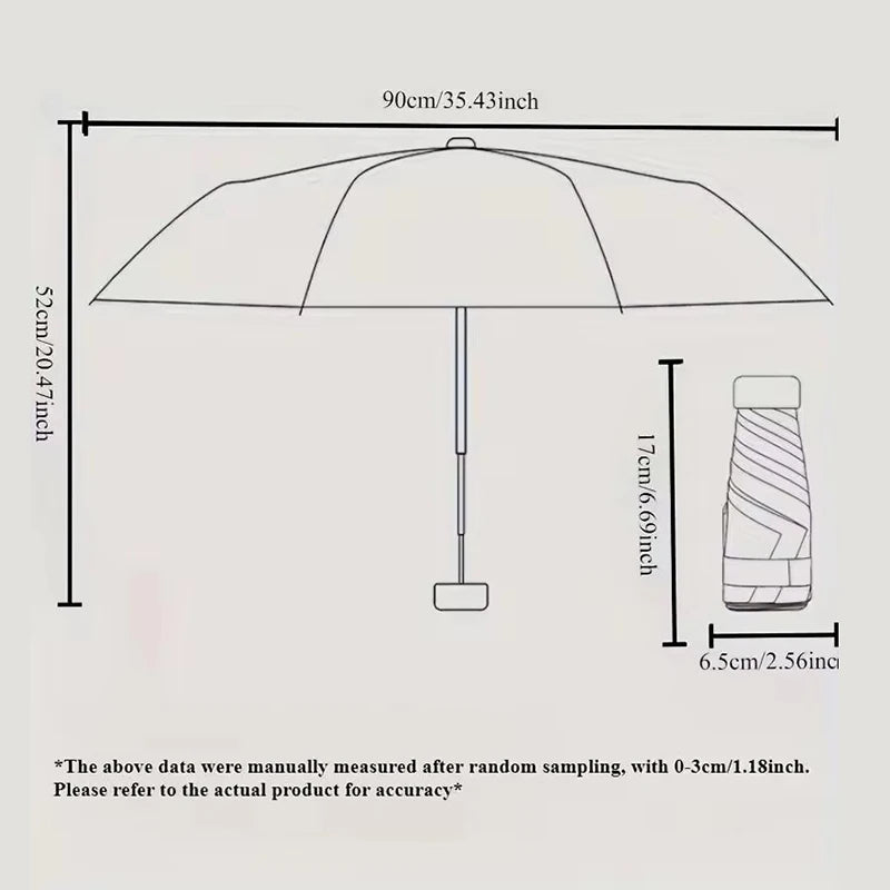 Mini Capsule Umbrella UPF 50+ Portable Travel Parasol | Sun & Rain Compact Travel Umbrella Nixie