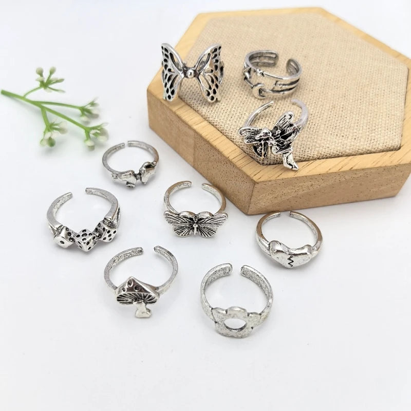 Retro Ethnic Heart Butterfly Ring – Minimalist Fashion Jewelry Fashion Ring Nixie