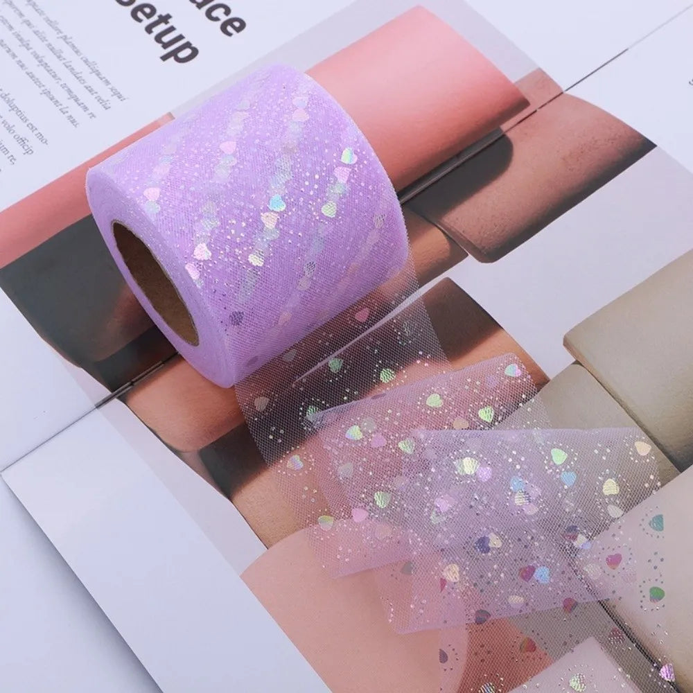 25 Yards Heart-Shaped Tulle Organza Ribbon 6CM for DIY Crafts Craft Ribbon Roll Nixie
