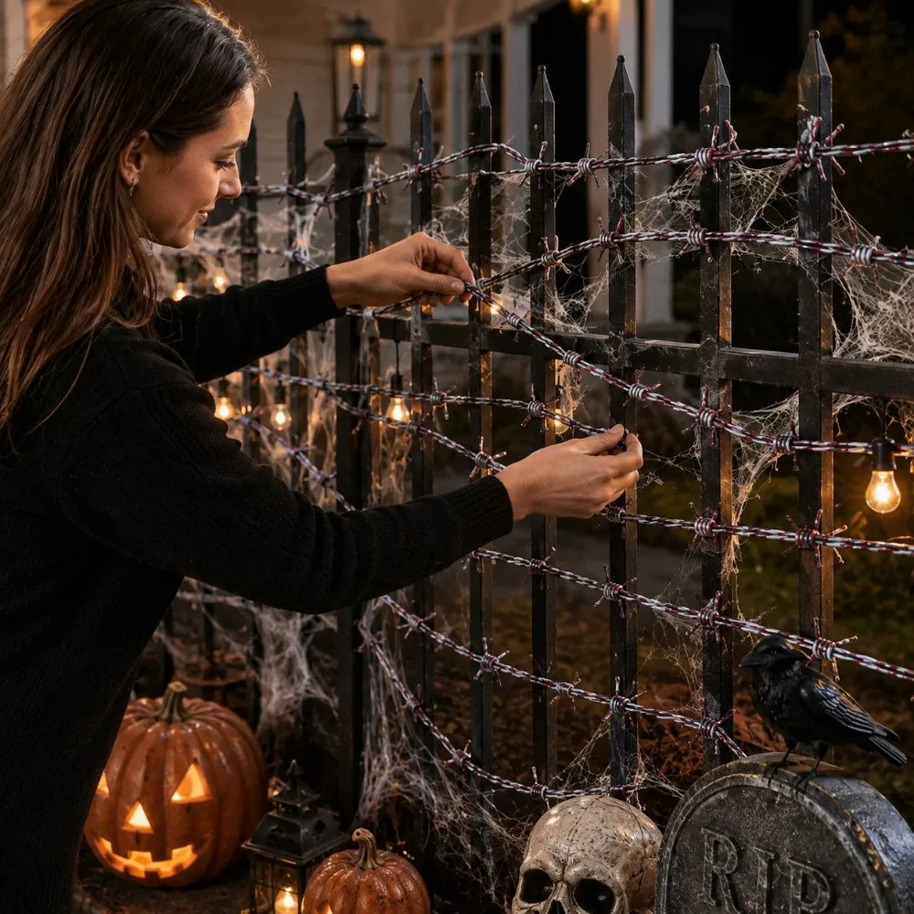 Fake Barbed Wire Halloween Prop – Haunted House Decor 2.5m Halloween Prop Decor Nixie