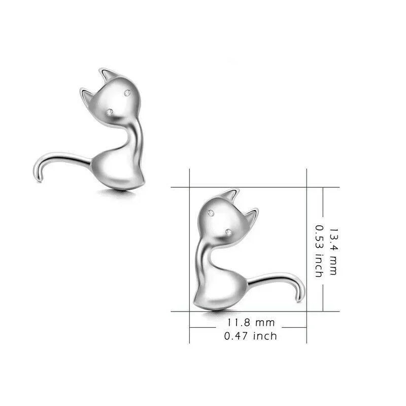 Kitten Stud Earrings – Vintage Glass Cat Design, Silver Plated Stud Earrings Nixie