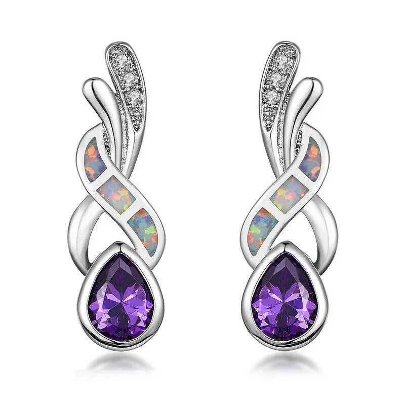 Round Drop Dangle Earrings – Rhinestone Zinc Alloy | Women Drop Dangle Earrings Nixie PURPLE