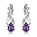 Round Drop Dangle Earrings – Rhinestone Zinc Alloy | Women Drop Dangle Earrings Nixie PURPLE