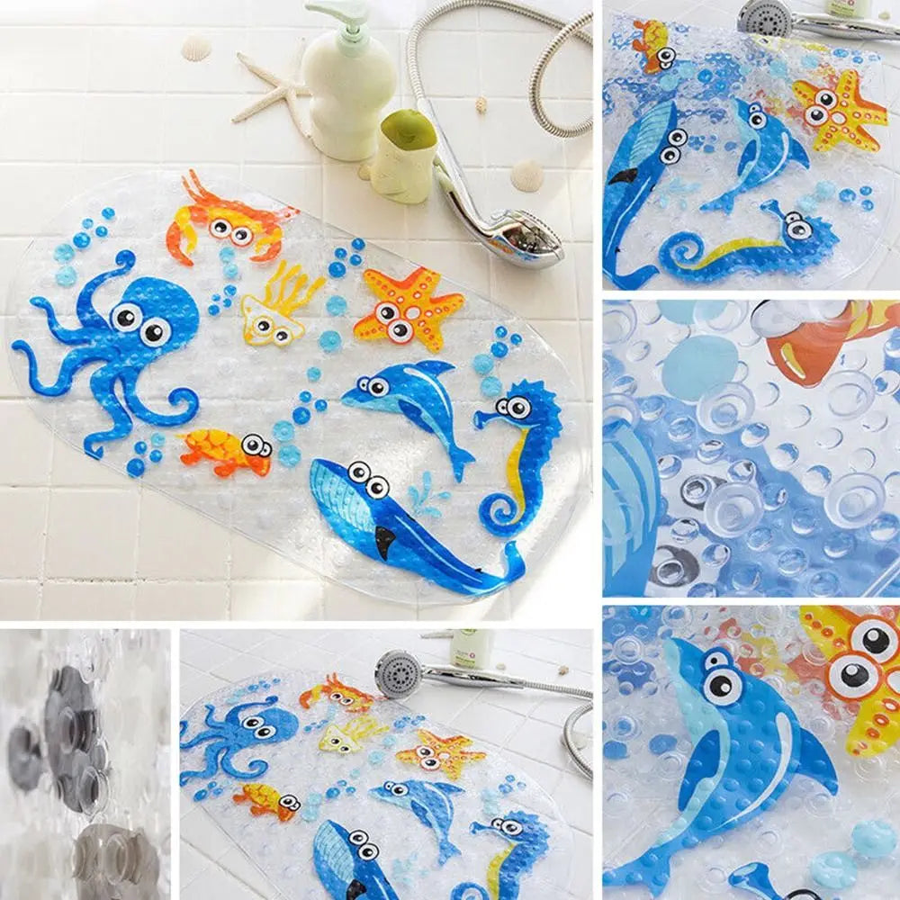 Anti-Slip PVC Bath Mat with Suction Cups – Kids Cartoon Designs