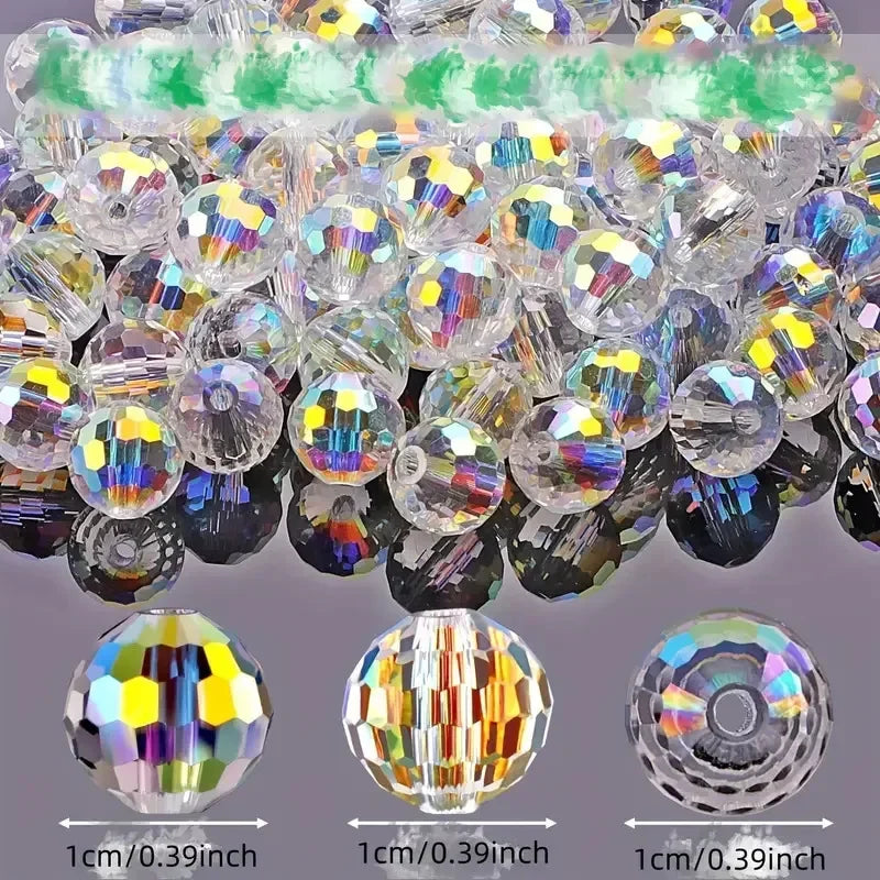 50PCS 8mm AB Crystal Glass Round Faceted Beads – Jewelry Making Crystal Craft Beads Nixie