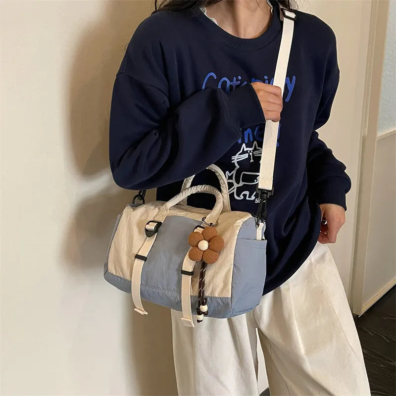 Nixie Color-Block Canvas Boston Pillow Shoulder Bag | Unisex