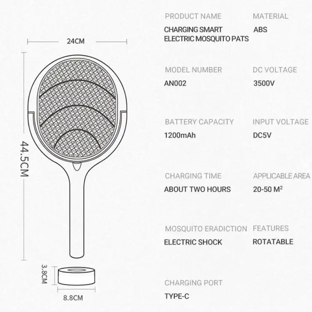 5-in-1 Electric Bug Zapper Racket – Rechargeable & Adjustable