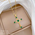 Women's Gold Cross Pendant Necklace – Stainless Steel Choker Pendant Necklace Nixie XL2606-652