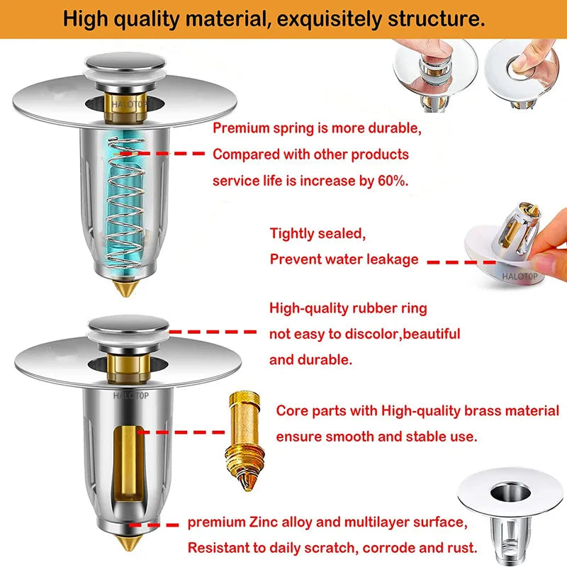 Universal Brass Pop-Up Drain Stopper & Hair Catcher Sink Drain Stopper Strainer Nixie