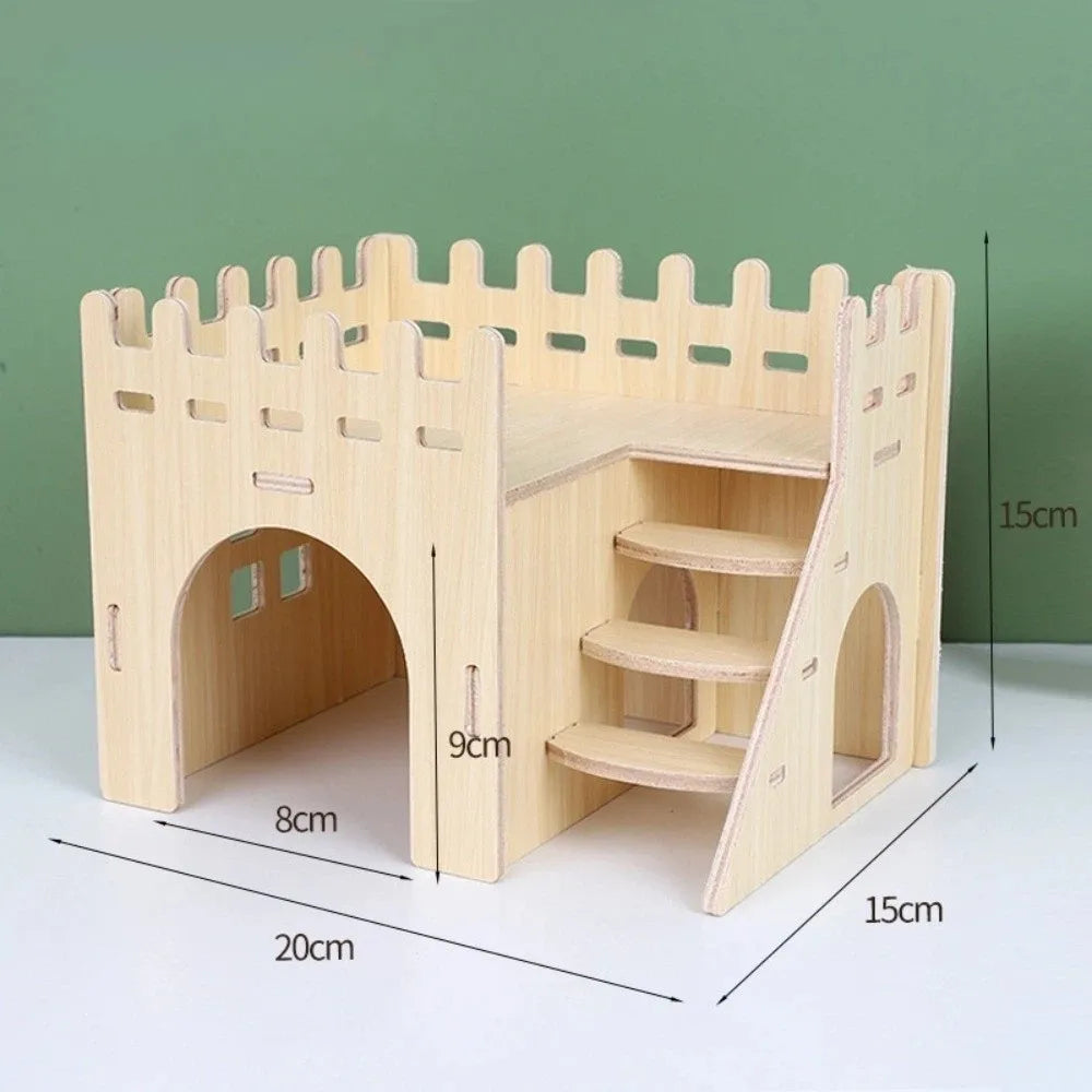Wooden Hamster Villa – Seesaw, Swing & Climb Cage Toy