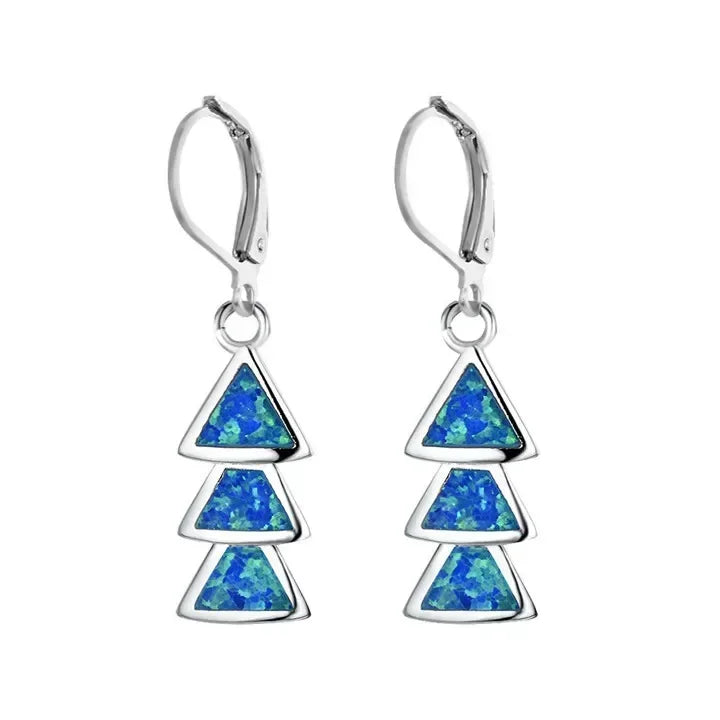 Crystal Triangle Drop Earrings – Vintage Blue Geometric Fashion Drop Dangle Earrings Nixie