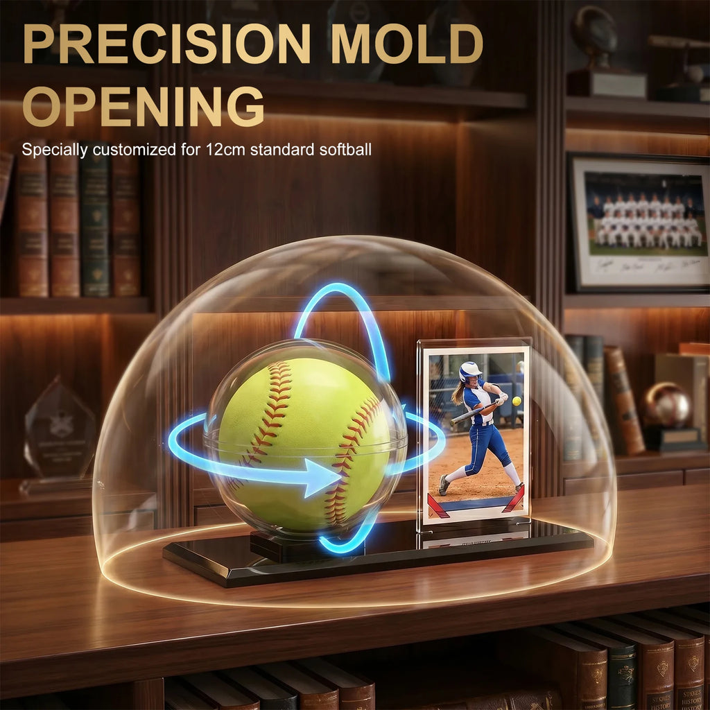 Clear Acrylic Softball Display Case with Custom Label Slot Sports Display Case Nixie