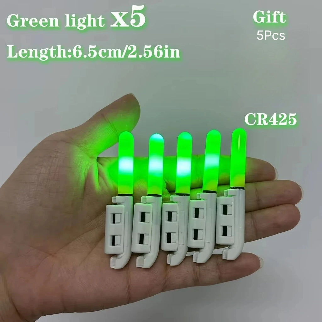 LED Fishing Rod Tip Lights CR425 Waterproof Night Fishing 3/5 Pack Fishing Rod Light Nixie 5pcs Green