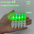 LED Fishing Rod Tip Lights CR425 Waterproof Night Fishing 3/5 Pack Fishing Rod Light Nixie 5pcs Green