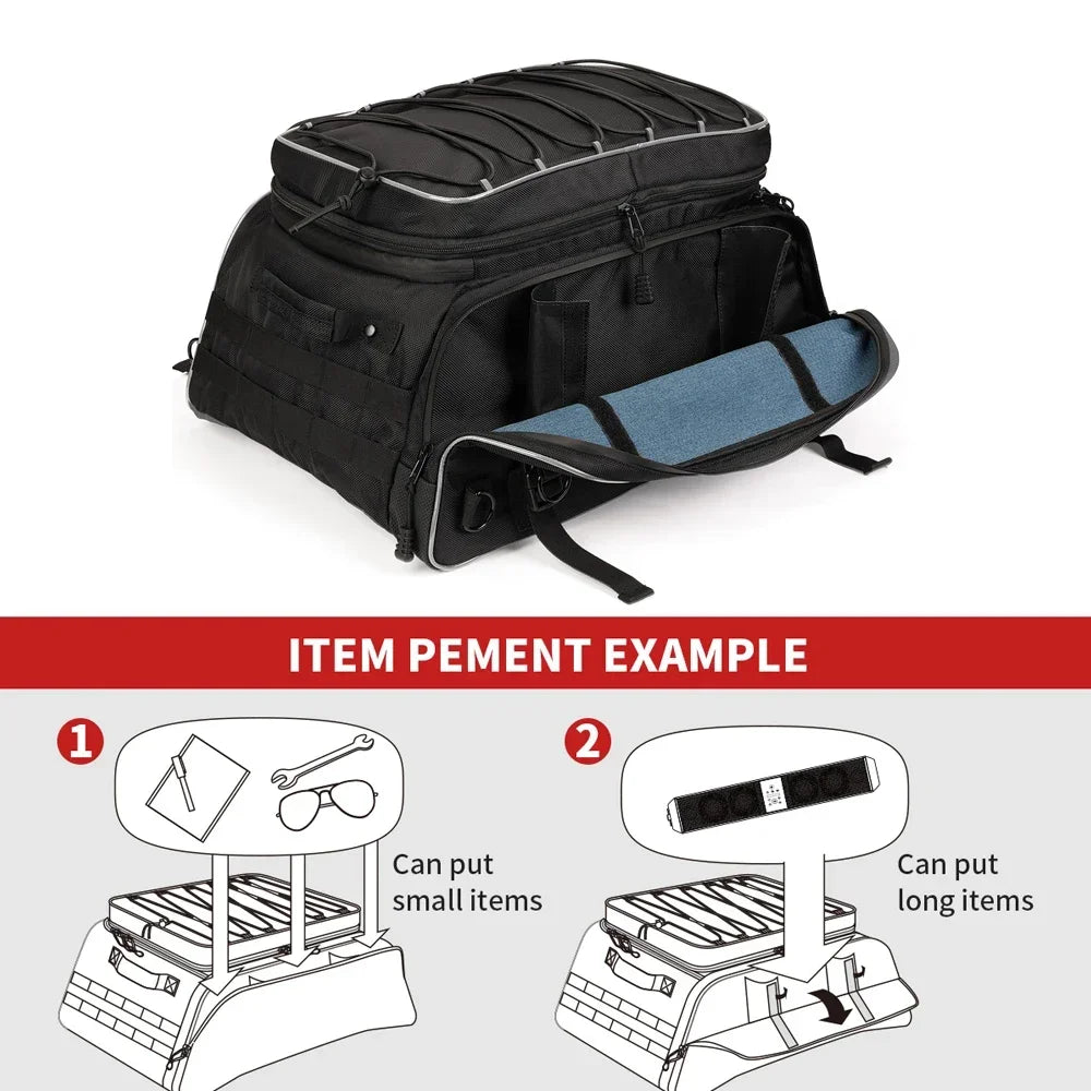 Motorcycle Tail Bag Soft Trunk Tour-Pack Rack Bag for Touring Motorcycle Trunk Bag Nixie