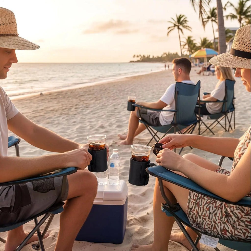 Portable Mesh Cup Holder for Beach Chair, Camping & Lawn