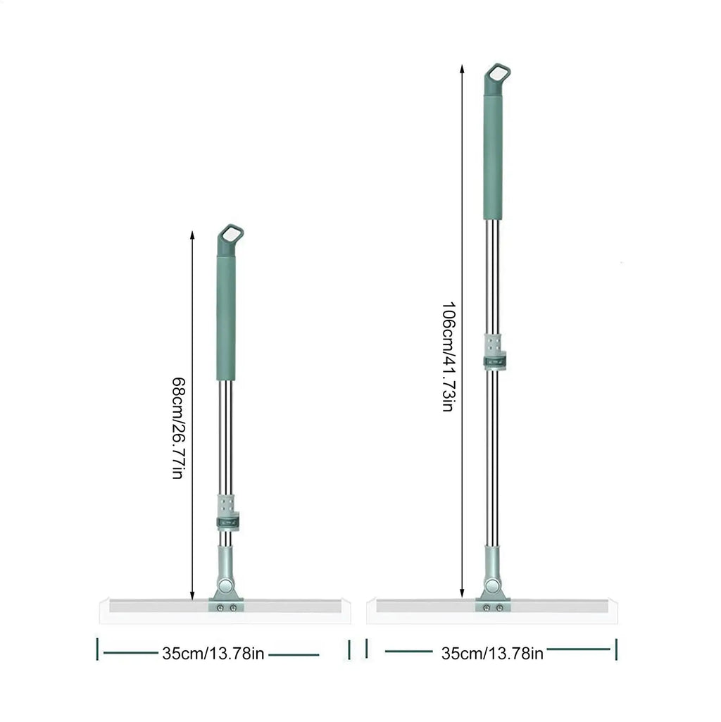 Silicone Floor Scrub Broom with Squeegee & Telescopic Handle