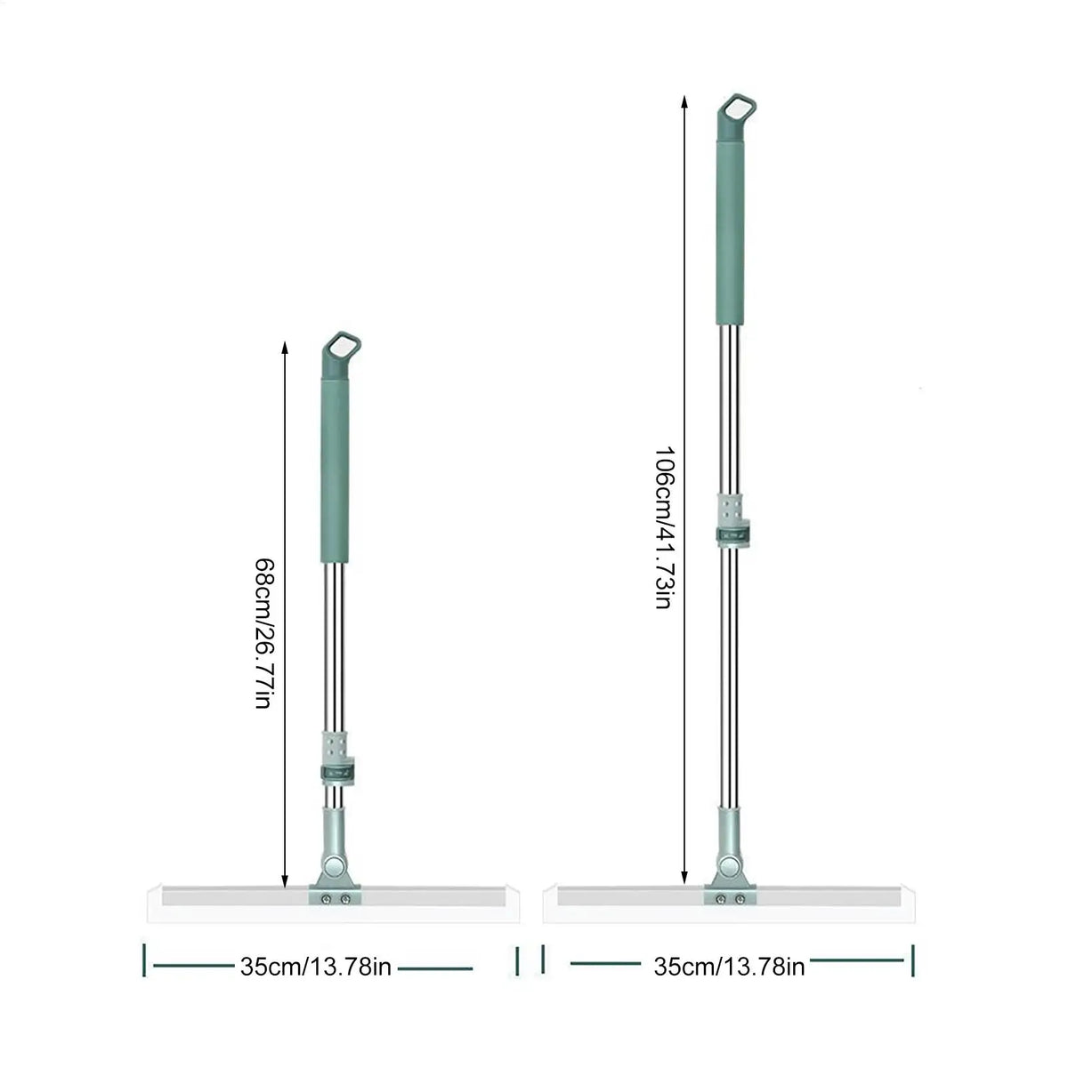 Silicone Floor Scrub Broom with Squeegee & Telescopic Handle