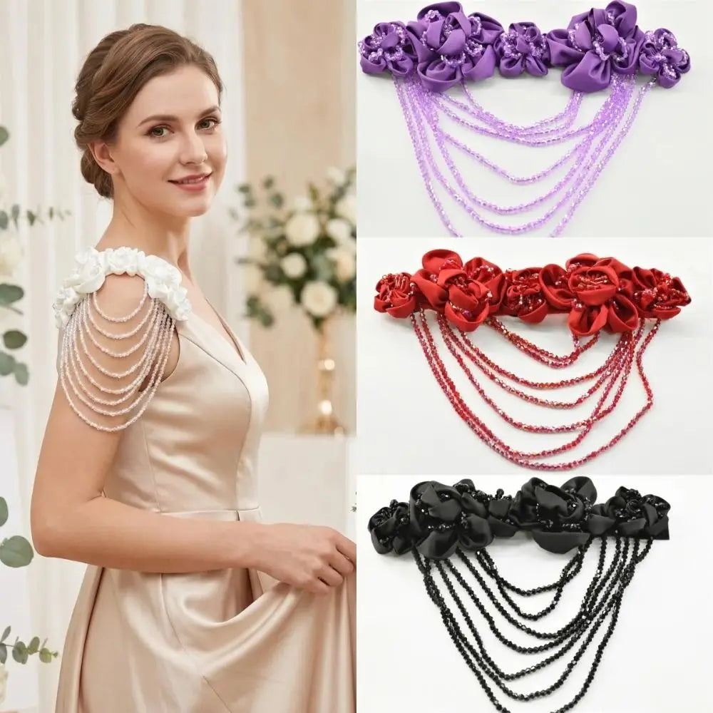 Hand Sewn Beaded Flower Applique Satin DIY Garment Decal Beaded Fabric Applique Nixie