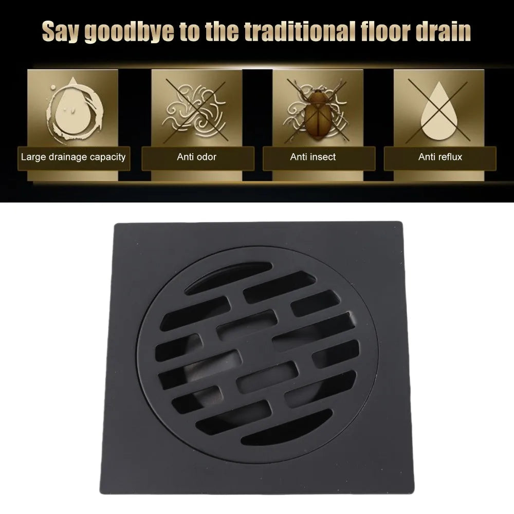 Black Stainless Steel Floor Drain – Odor-Proof Quick Shower Drain Shower Floor Drain Nixie
