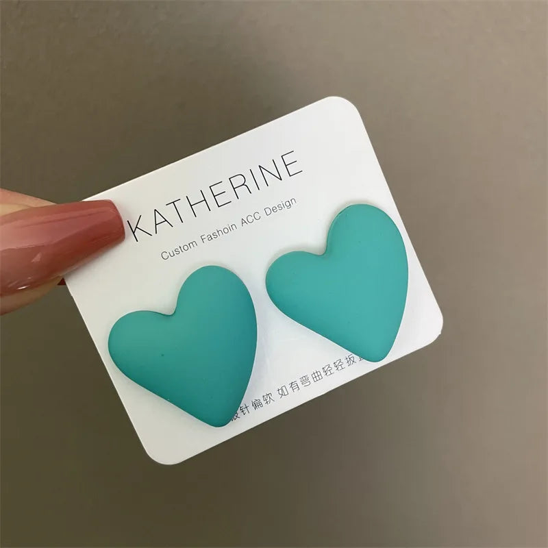 Matte Heart Stud Earrings – Candy Color Acrylic for Women Stud Earrings Nixie XL1691-8