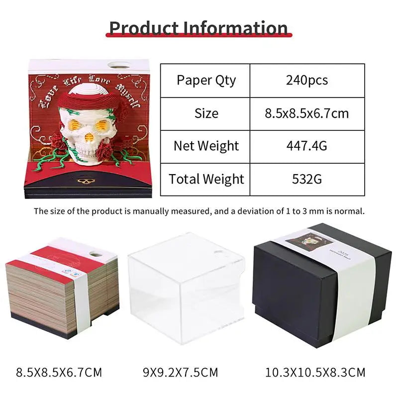 2027 Desk Calendar LED Light 3D Tear-Away Paper Carving Art