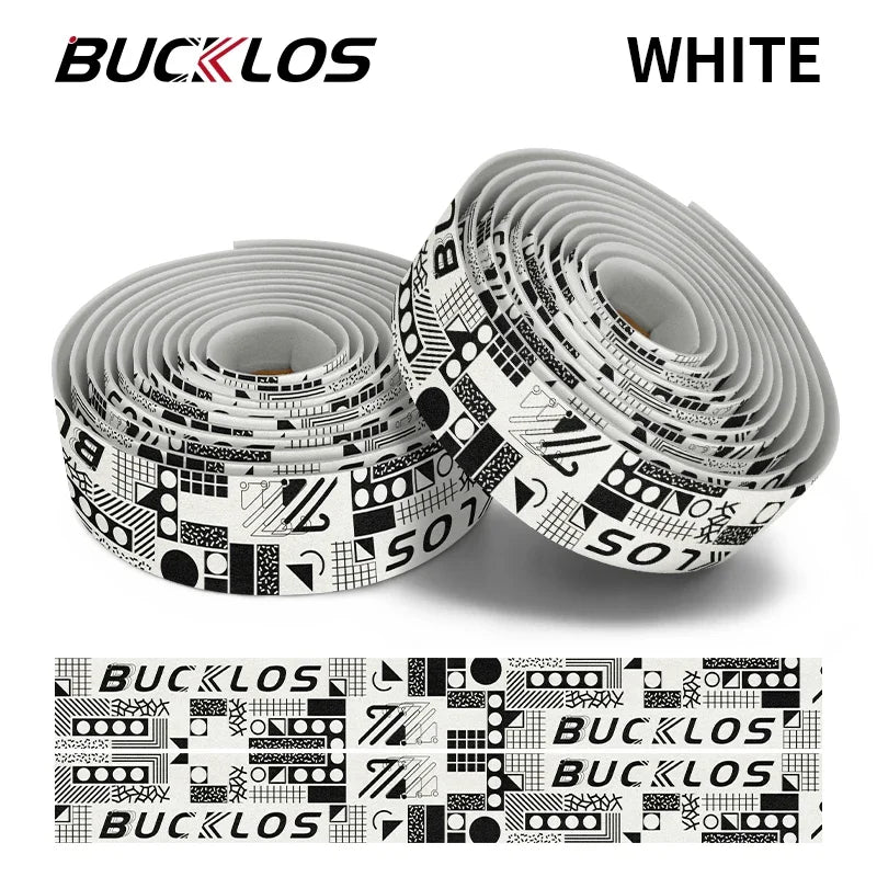 BUCKLOS Bar Tape Gravel Road Bike Handlebar Wrap Anti-Slip Bicycle Handlebar Tape Nixie MEMPHIS-WHITE