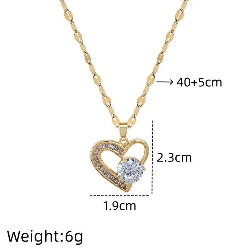 Women's Heart Pendant Necklace | Gold Minimalist Choker Pendant Necklace Nixie XL2606-556