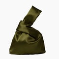 Japanese Knot Wrist Bag Faux Silk Satin Tote Handbag Women Wrist Tote Handbag Nixie Dark Green
