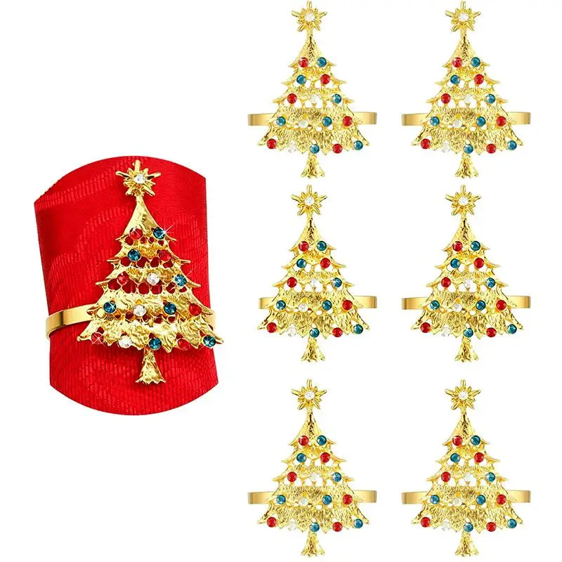 Christmas Berry Wreath Napkin Rings – Green Holiday Set of 6 Holiday Napkin Rings Nixie