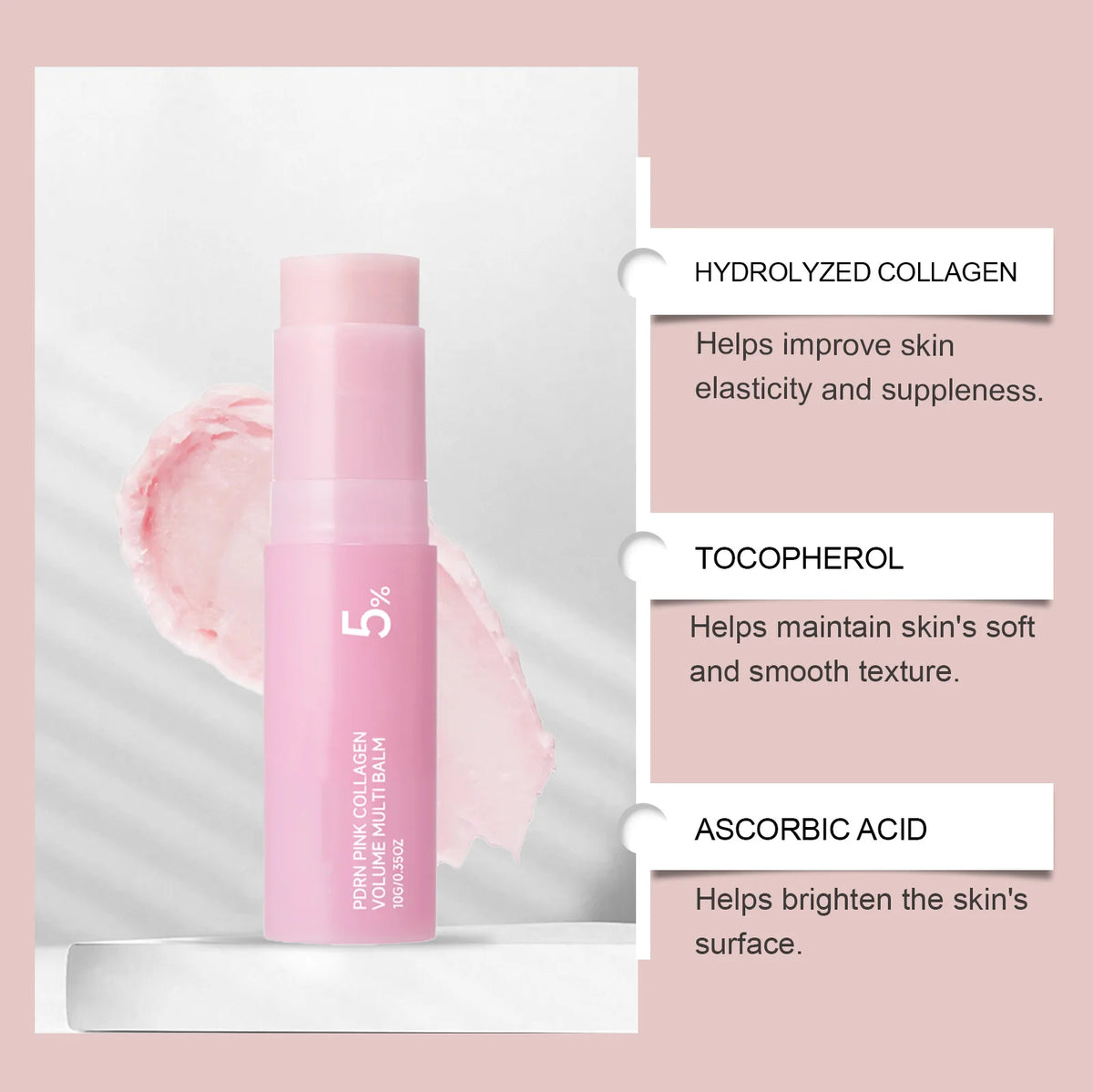 PDRN Pink Collagen Multi Balm Stick – Face, Lip & Neck Collagen Balm Stick Nixie