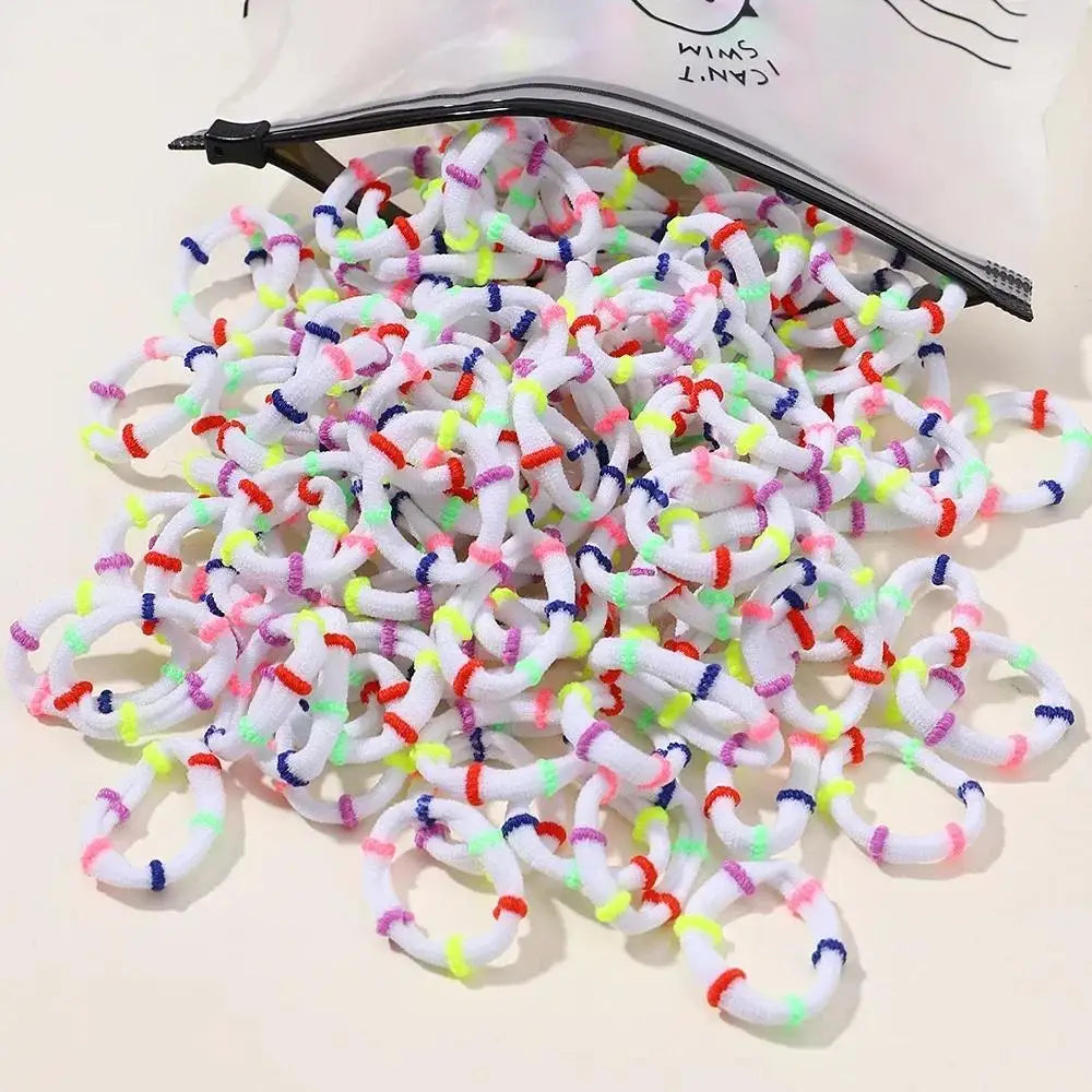 50pcs Colorful Elastic Hair Bands for Kids – Ponytail Hairties Kids Hair Ties Nixie white 50pcs
