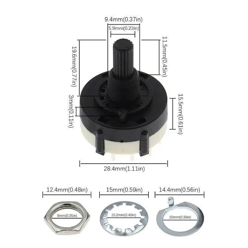RS26 Rotary Band Selector Switch 1-4 Pole 3-12 Position PCB Mount Rotary Selector Switch Nixie
