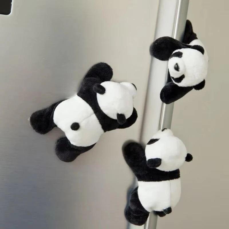 Cute Plush Panda Fridge Magnet – Soft Oval Fabric Refrigerator Decor Fridge Magnet Nixie