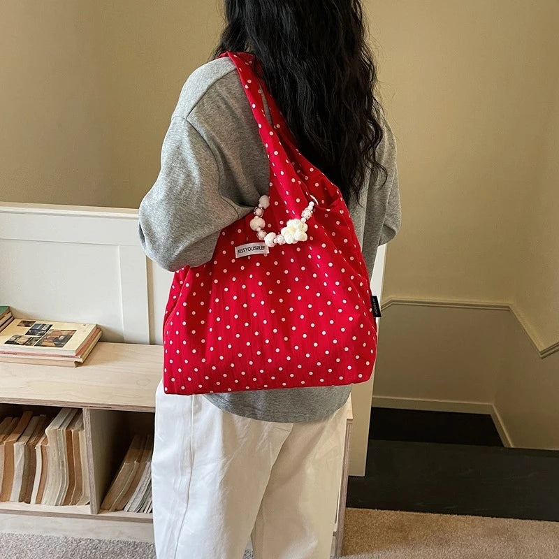 Women's Polka Dot Lace Bucket Bag | Korean Shoulder Crossbody Tote Shoulder Bucket Bag Nixie