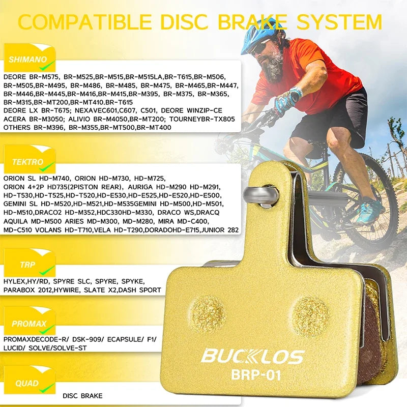 BUCKLOS Copper Disc Brake Pads for Shimano B01S MTB Bikes Disc Brake Pads Nixie