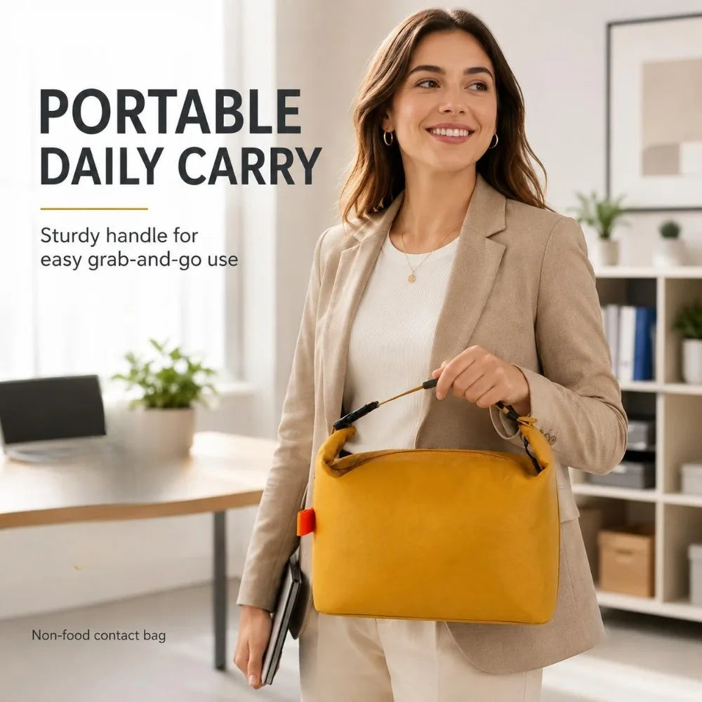 Foldable Retro Lunch Bag Large Opening Tote | Work & School