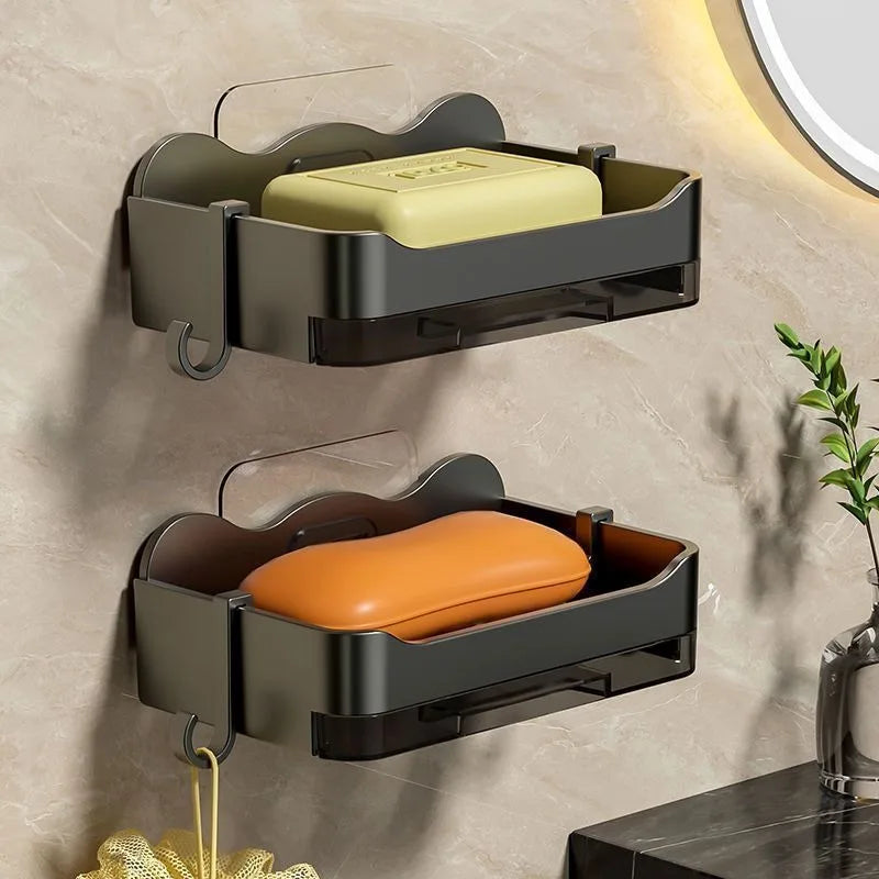 Wall-Mounted Soap Holder Box with Hook – No Drilling, ABS Soap Holder Nixie