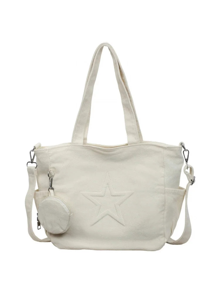 Korean Minimalist Canvas Tote Bag – Shoulder & Crossbody Handbag Canvas Tote Bag Nixie
