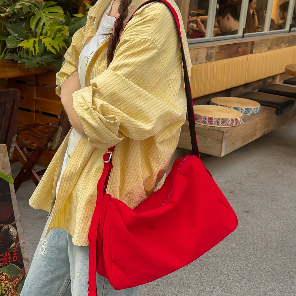Nixie Dumpling Shoulder Bag – Large Capacity Nylon Commuter Shoulder Bag Nixie Red