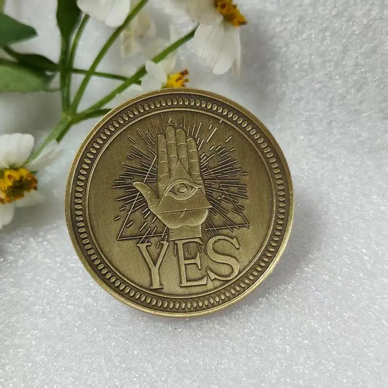 Vintage Yes/No Decision Coin – Antique Bronze Metal Collectible