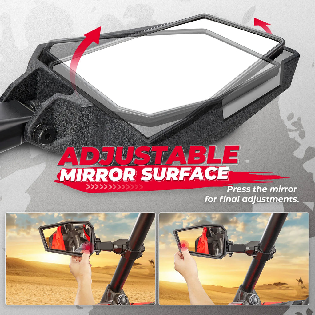 KEMIMOTO UTV Side Mirrors Aluminum Clamp 1.75"–2" Roll Cage UTV Side Mirrors Nixie