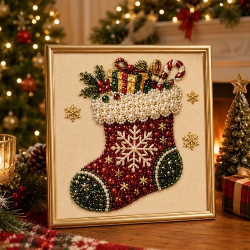 Christmas Diamond Painting Kit with Frame | DIY Pearl Bead Art Diamond Painting Kit Nixie Type E 20*20cm