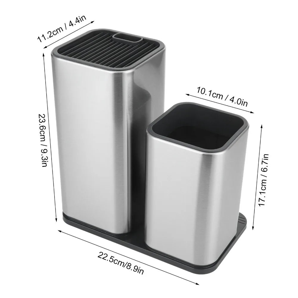 Stainless Steel Utensil & Knife Storage Holder Set