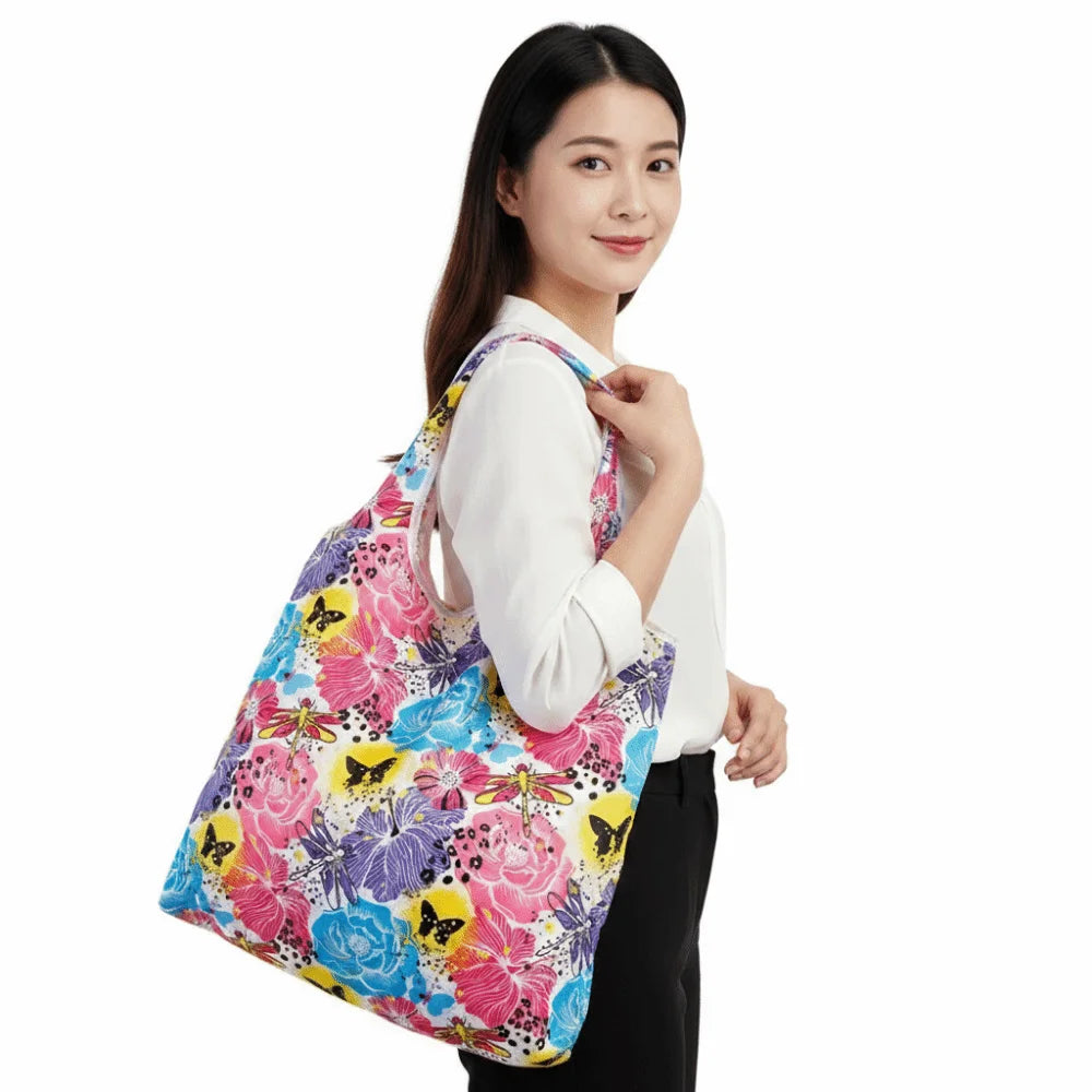Large Foldable Reusable Shopping Bag – Washable Polyester Tote