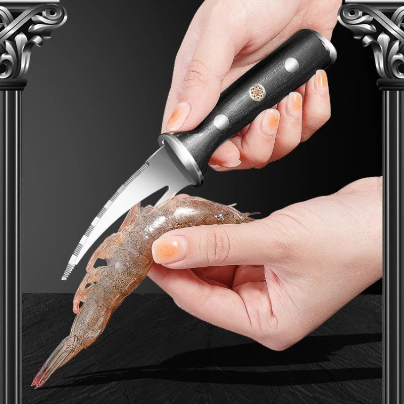 Stainless Steel Shrimp Deveiner Knife – Wood Handle Seafood Tool Seafood Prep Knife Nixie