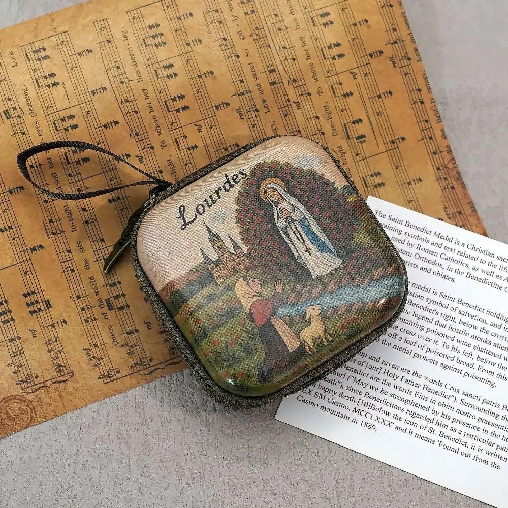Virgin Mary Rosary Storage Bag – Zippered Christian Gift Box