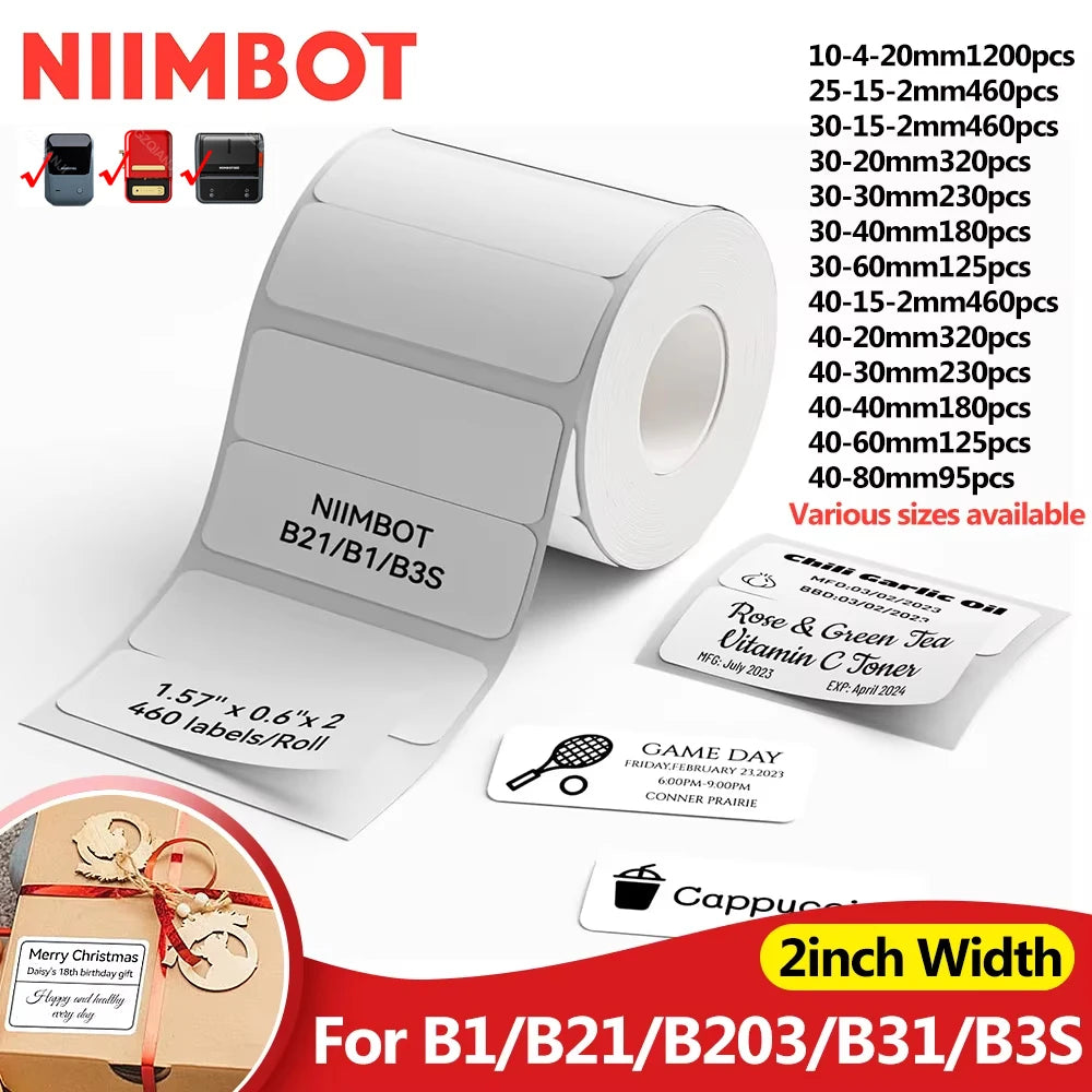 Niimbot Thermal Label Paper Round White 20-50mm | B1 B21 B203 Thermal Label Paper Nixie