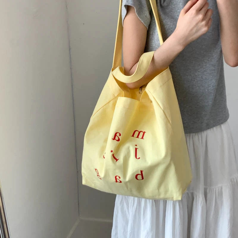 Korean Canvas Tote Bag – Retro Large Capacity Crossbody Canvas Tote Bag Nixie